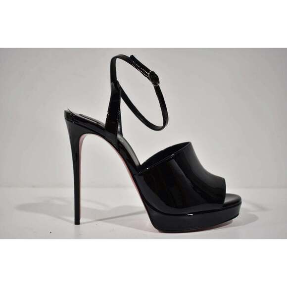 Christian Louboutin Miradona 120 Black Patent Ankle Strap Sandal Heel Pump 40 - Picture 11 of 12